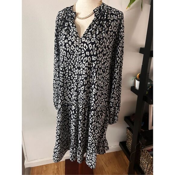 Banana republic blue and white floaty Boho dress size extra small long sleeve fl - Picture 1 of 6